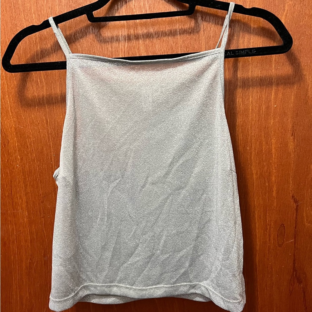 SHEER METALLIC SILVER TOP